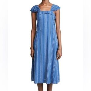 The Great. Sundown Dress Blue Tiller Stripe Size 0